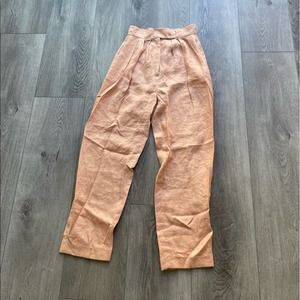 RONNY KOBO GINEVRA PLEATED HIGH WAIT ROLLED CROP LINEN TROUSER PANTS SIZE XS NEW